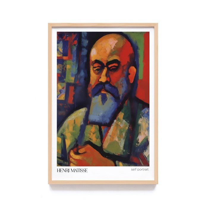 Wall Art Print Terinspirasi Style Lukisan Henri Matisse, Dekorasi Dinding dengan Frame Kayu Natural untuk Sentuhan Estetik Modern dan Minimalis