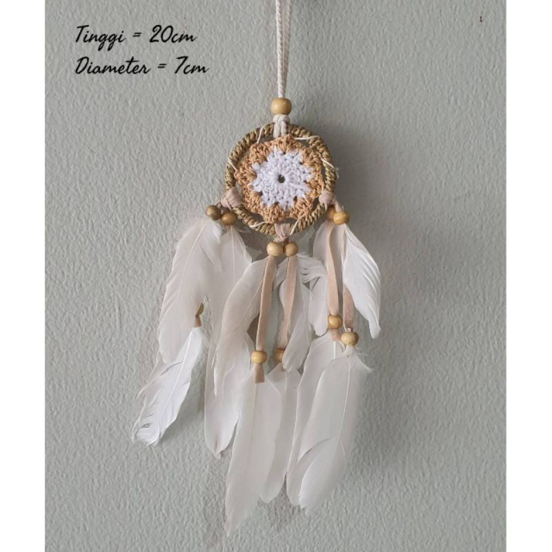 Wall Decor Hiasan Dinding Dream Catcher Macrame Sedang, Macrame Dreamcatcher Hiasan Rumah untuk Sentuhan Bohemian dan Estetik di Interior Anda