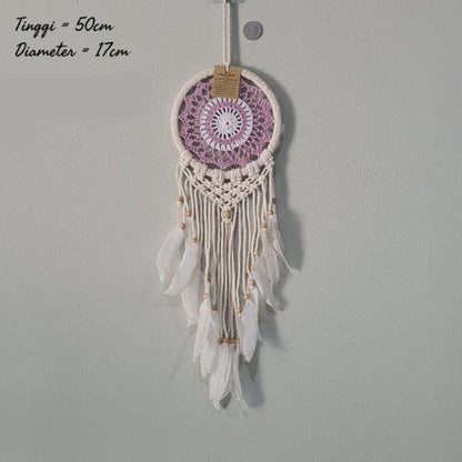 Wall Decor Hiasan Dinding Dream Catcher Macrame Sedang, Macrame Dreamcatcher Hiasan Rumah untuk Sentuhan Bohemian dan Estetik di Interior Anda