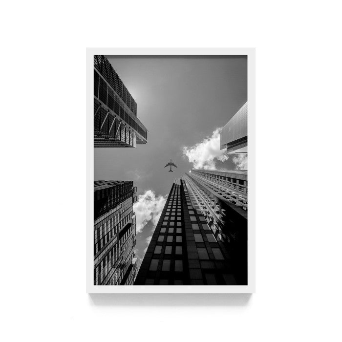 Poster Gedung Hitam Putih Wall Decor Monochrome Architecture Art Print, Frame Natural - Hiasan Dinding Minimalis dengan Sentuhan Monokrom dan Arsitektur Modern