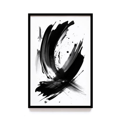 Lukisan Tinta Abstrak Gaya Jepang - Wall Art Print Decoration Cina dengan Frame Natural untuk Dekorasi Rumah dan Cafe