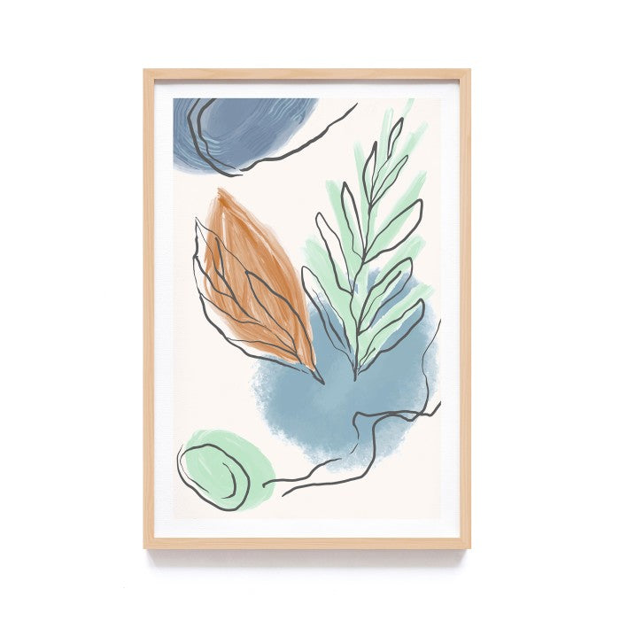 Wall Art Decor Abstract - Hiasan Dinding Abstrak Aesthetic dengan Frame Kayu Natural