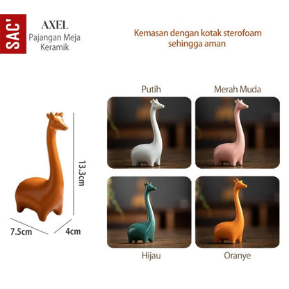 Pajangan Ornament Meja Patung Keramik Jerapah - Hiasan Rumah Giraffe Animal Statue untuk Dekorasi, Souvenir, atau Hadiah Unik yang Estetik dan Elegan