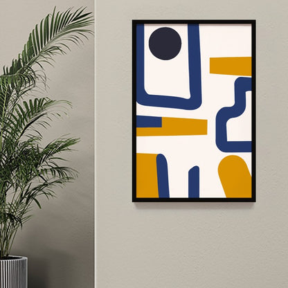 Wall Art Decoration Abstrak Hiasan Dinding dengan Frame Kayu Natural - Lukisan Print Minimalis untuk Dekorasi Modern Rumah