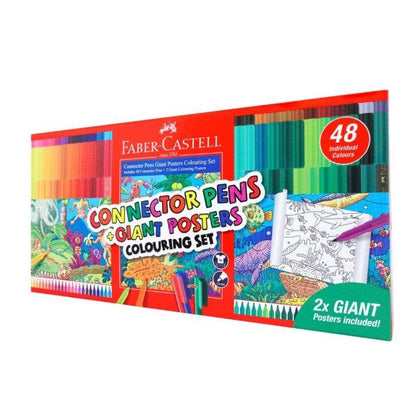 Faber-Castell Connector Pen Spidol Warna Set 48 Warna dengan Giant Poster - Kreativitas Tanpa Batas untuk Anak dan Dewasa