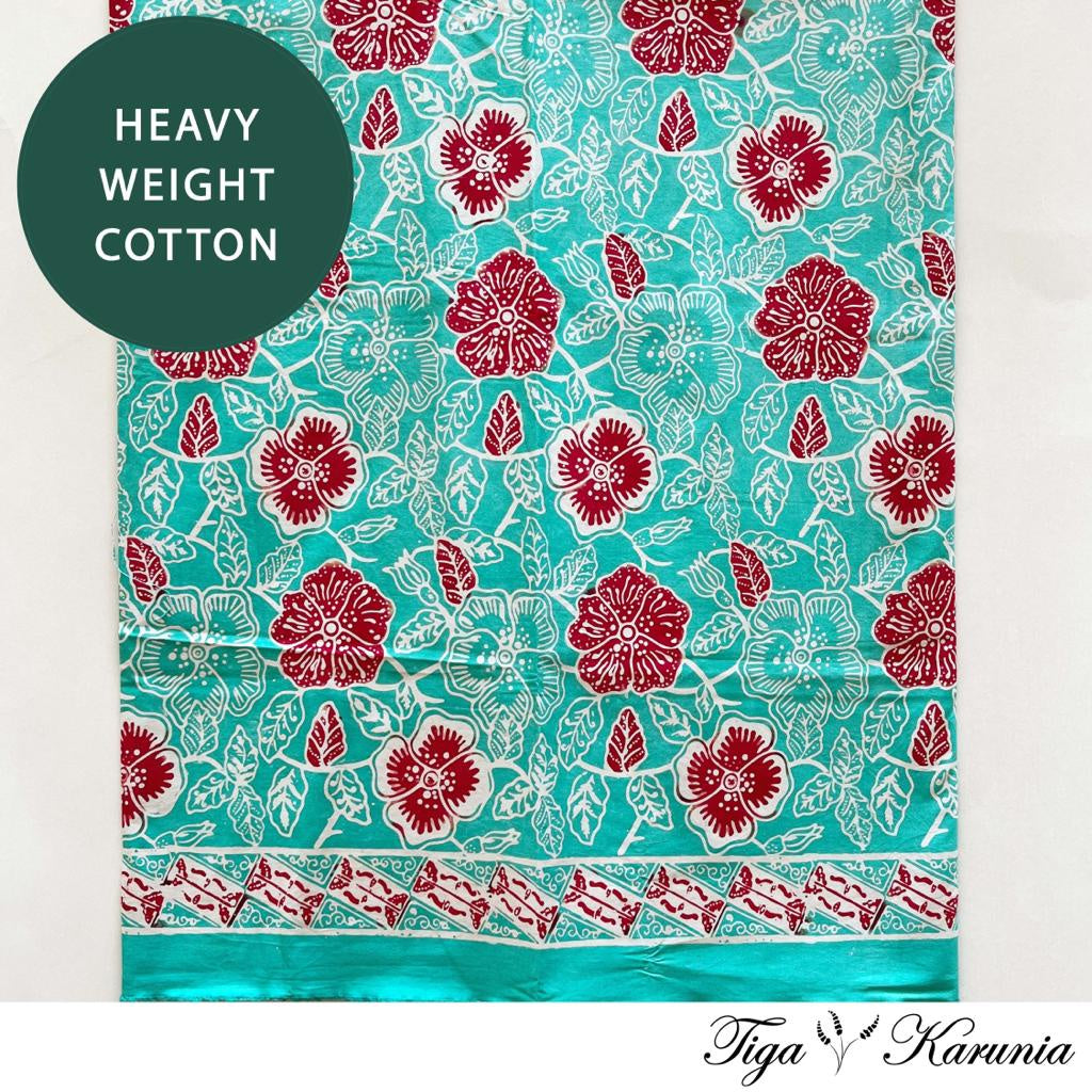 Kain Batik Cap Premium Solo Bunga Cosmos Flower Tosca Merah, Bahan Katun Berkualitas Nyaman dan Elegan