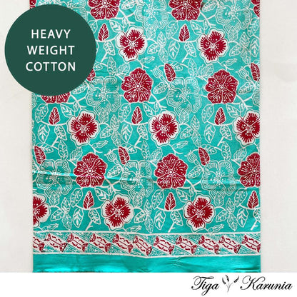 Kain Batik Cap Premium Solo Bunga Cosmos Flower Tosca Merah, Bahan Katun Berkualitas Nyaman dan Elegan