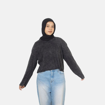 Oversized Wash Crop Top Longsleeve | Trendy & Comfortable