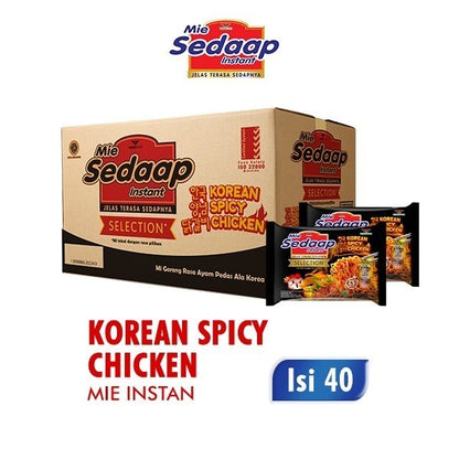 Sedaap Mie Instan Korean Spicy Chicken Bag 87 gr x40, Mi Instan Pedas Rasa Ayam Korea, Nikmat dan Praktis, Kemasan Ekonomis untuk Stok Keluarga atau Usaha