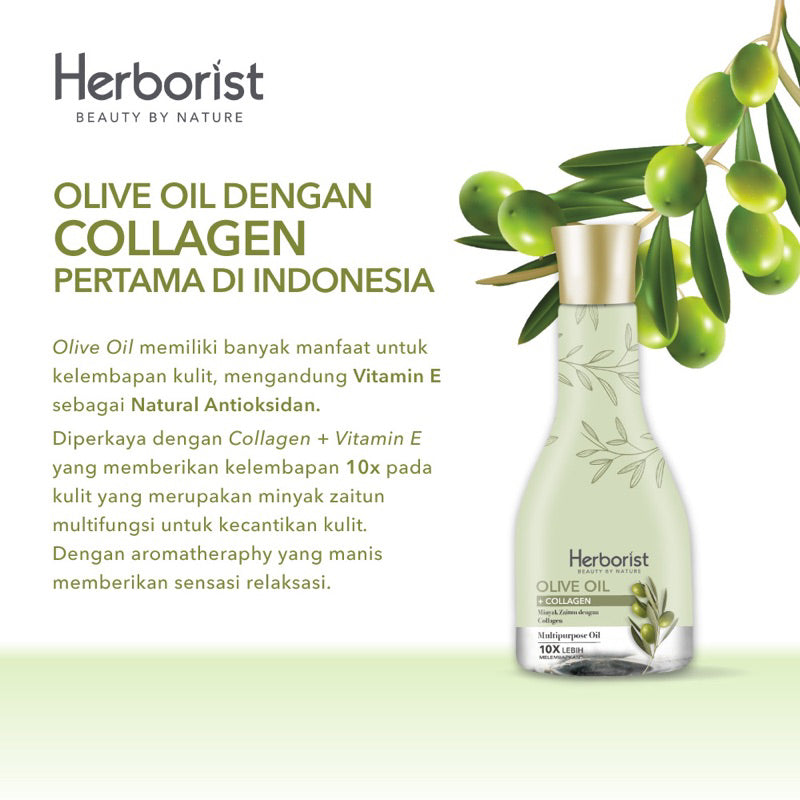 Herborist Olive Oil + Collagen, Minyak Zaitun untuk Melembapkan Kulit dan Menjaga Elastisitas dengan Nutrisi Alami