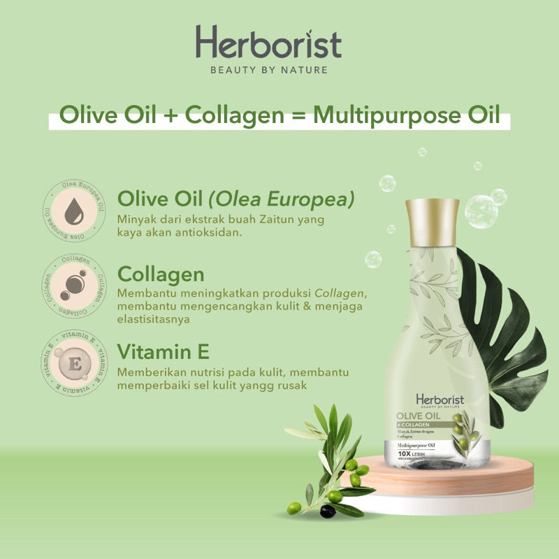 Herborist Olive Oil + Collagen, Minyak Zaitun untuk Melembapkan Kulit dan Menjaga Elastisitas dengan Nutrisi Alami