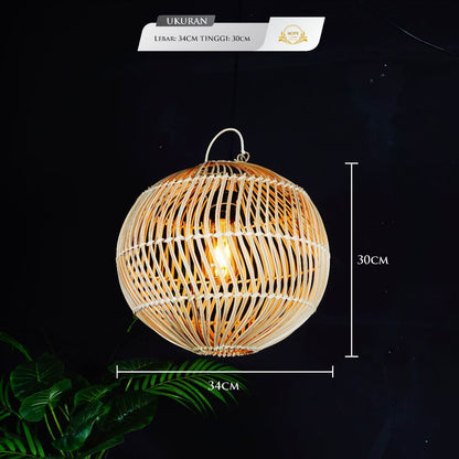Kap Lampu Rotan Gantung - Hiasan Estetik untuk Cafe, Rumah, Hotel, dan Tempat Umum dengan Desain Unik dan Alamiah