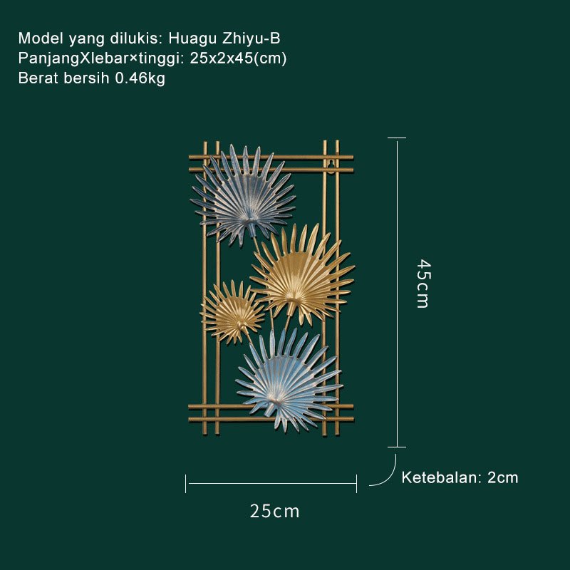 Hiasan Dinding Besi Metal Leaf Wall Art Decor Gold - Dekorasi Mewah untuk Ruang Tamu dan Interior Modern dengan Sentuhan Elegan