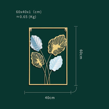 Dinding Besi Sofa Ruang Tamu Kreatif Modern - Latar Belakang Dinding Hiasan Dinding Bunga dan Daun Kerajinan Logam untuk Dekorasi Ruang Tamu yang Elegan
