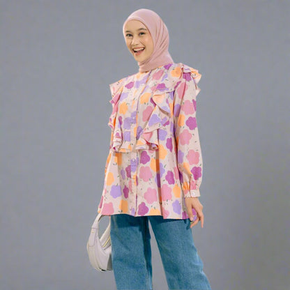 Atasan Wanita Ruffle Floral - untuk Gaya Fashion Modern dan Elegan