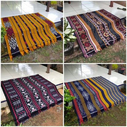 Kain Tenun Ikat Blanket Etnik Motif Khas Lombok, Sumba, Toraja, Flores NTT, dan Jepara - Kain Tradisional untuk Dekorasi Rumah atau Pakaian Etnik