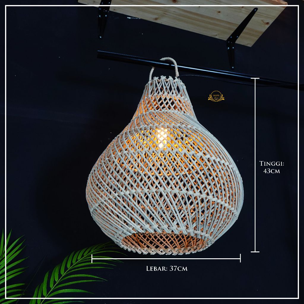 Kap Lampu Rotan Gantung - Hiasan Estetik untuk Cafe, Rumah, Hotel, dan Tempat Umum dengan Desain Unik dan Alamiah