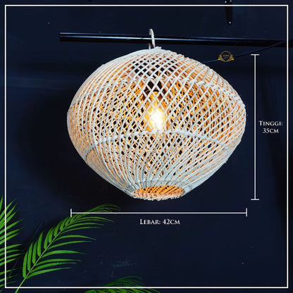 Kap Lampu Rotan Gantung - Hiasan Estetik untuk Cafe, Rumah, Hotel, dan Tempat Umum dengan Desain Unik dan Alamiah