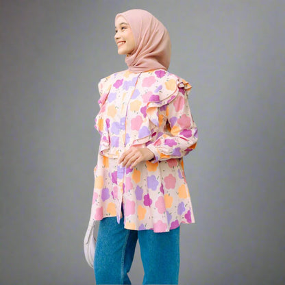 Atasan Wanita Ruffle Floral - untuk Gaya Fashion Modern dan Elegan