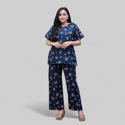 Setelan CP Baju Tidur Santai Kekinian - Lengan Pendek Kancing Depan Bahan Rayon Halus dan Nyaman