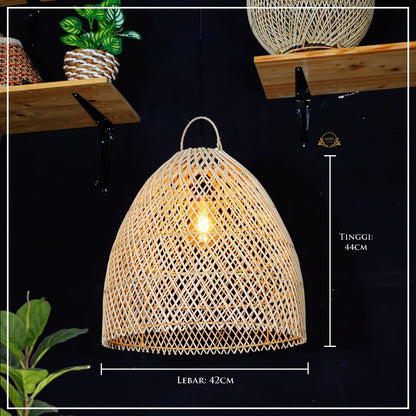 Kap Lampu Rotan Gantung - Hiasan Estetik untuk Cafe, Rumah, Hotel, dan Tempat Umum dengan Desain Unik dan Alamiah