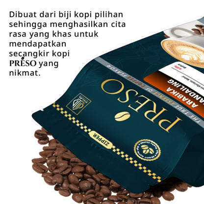 PRESO Kopi Arabika Mandailing - Kopi Arabika Premium dari Mandailing, Rasa Khas, Keaslian dan Kualitas Tinggi, Ideal untuk Pecinta Kopi yang Mengutamakan Aroma