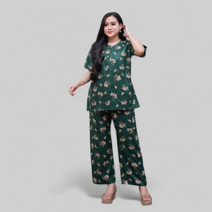 Setelan CP Baju Tidur Santai Kekinian - Lengan Pendek Kancing Depan Bahan Rayon Halus dan Nyaman