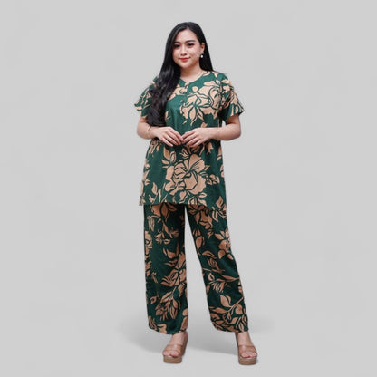 Setelan CP Baju Tidur Santai Kekinian - Lengan Pendek Kancing Depan Bahan Rayon Halus dan Nyaman