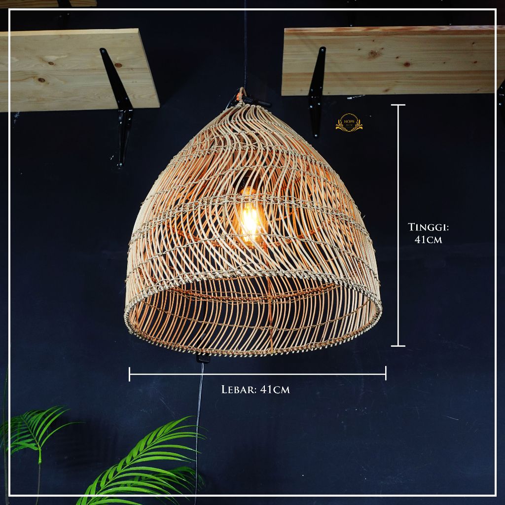 Kap Lampu Rotan Gantung - Hiasan Estetik untuk Cafe, Rumah, Hotel, dan Tempat Umum dengan Desain Unik dan Alamiah