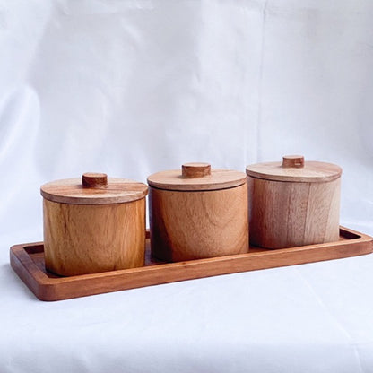 Tempat Bumbu 3 Set PCS - Toples Gula, Garam, Merica Tiga Jar dengan Desain Elegan dan Bahan Kayu Berkualitas