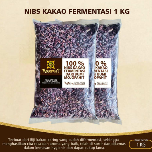 Cokelat Mojopahit Nibs Kakao Fermentasi, Cokelat Lokal Premium dengan Rasa Autentik dari Biji Kakao Fermentasi Alami, Ideal untuk Camilan Sehat dan Olahan