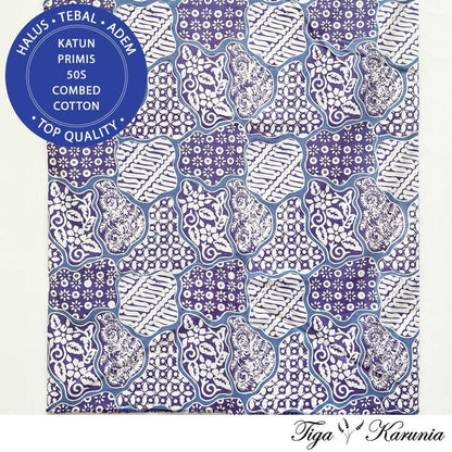 Kain Batik Cap Premium Solo Sekar Jagad Ungu Biru Lilac Soft Blue Katun Primis - Batik Solo dengan Motif Sekar Jagad