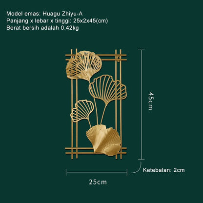 Hiasan Dinding Besi Metal Leaf Wall Art Decor Gold - Dekorasi Mewah untuk Ruang Tamu dan Interior Modern dengan Sentuhan Elegan