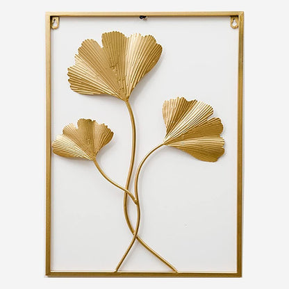 Hiasan Dinding Besi Metal Leaf Wall Art Decor Gold - Dekorasi Mewah untuk Ruang Tamu dan Interior Modern dengan Sentuhan Elegan