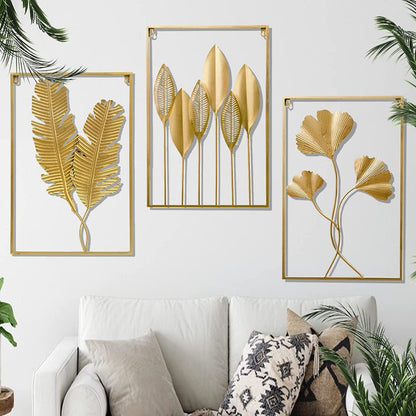 Hiasan Dinding Besi Metal Leaf Wall Art Decor Gold - Dekorasi Mewah untuk Ruang Tamu dan Interior Modern dengan Sentuhan Elegan