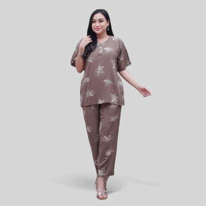 Setelan CP Baju Tidur Santai Kekinian - Lengan Pendek Kancing Depan Bahan Rayon Halus dan Nyaman