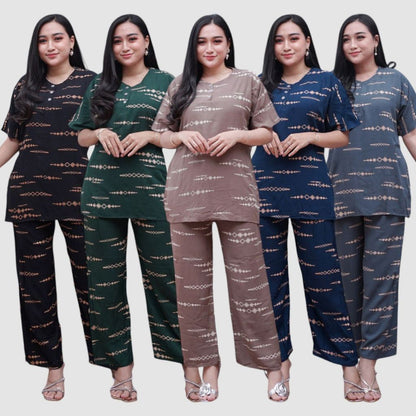 Setelan CP Baju Tidur Santai Kekinian - Lengan Pendek Kancing Depan Bahan Rayon Halus dan Nyaman