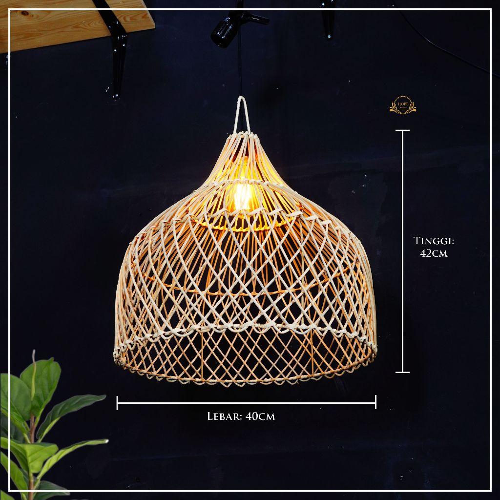 Kap Lampu Rotan Gantung - Hiasan Estetik untuk Cafe, Rumah, Hotel, dan Tempat Umum dengan Desain Unik dan Alamiah