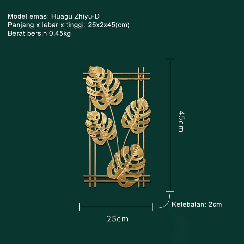 Hiasan Dinding Besi Metal Leaf Wall Art Decor Gold - Dekorasi Mewah untuk Ruang Tamu dan Interior Modern dengan Sentuhan Elegan