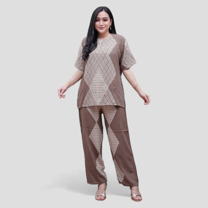 Setelan CP Baju Tidur Santai Kekinian - Lengan Pendek Kancing Depan Bahan Rayon Halus dan Nyaman