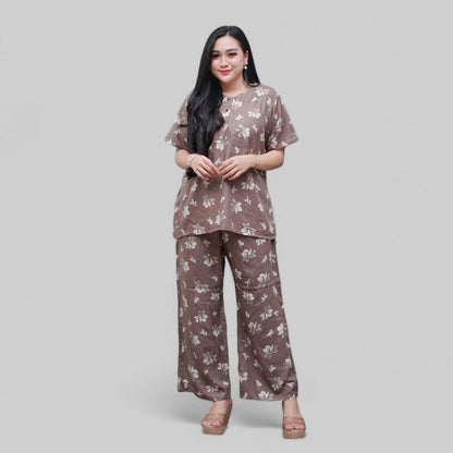 Setelan CP Baju Tidur Santai Kekinian - Lengan Pendek Kancing Depan Bahan Rayon Halus dan Nyaman