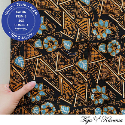 Kain Batik Cap Tulis Solo Motif Kesikan Wajik Bunga Bahan Katun Primis untuk Busana Tradisional Elegan