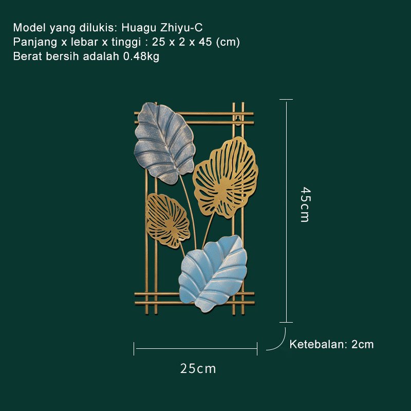 Hiasan Dinding Besi Metal Leaf Wall Art Decor Gold - Dekorasi Mewah untuk Ruang Tamu dan Interior Modern dengan Sentuhan Elegan