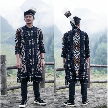 Kimono Outer Pria Tenun Kalimantan - Busana Etnik Tradisional Elegan dan Stylish