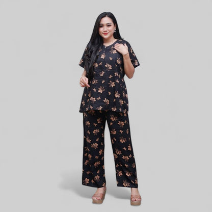 Setelan CP Baju Tidur Santai Kekinian - Lengan Pendek Kancing Depan Bahan Rayon Halus dan Nyaman