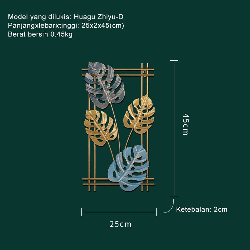 Hiasan Dinding Besi Metal Leaf Wall Art Decor Gold - Dekorasi Mewah untuk Ruang Tamu dan Interior Modern dengan Sentuhan Elegan