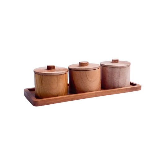 Tempat Bumbu 3 Set PCS - Toples Gula, Garam, Merica Tiga Jar dengan Desain Elegan dan Bahan Kayu Berkualitas