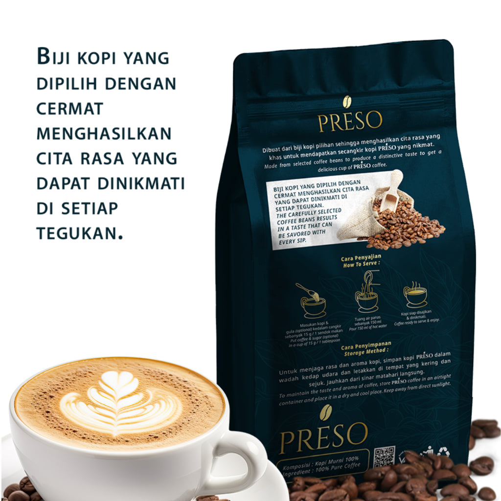 PRESO Kopi Arabika Mandailing - Kopi Arabika Premium dari Mandailing, Rasa Khas, Keaslian dan Kualitas Tinggi, Ideal untuk Pecinta Kopi yang Mengutamakan Aroma