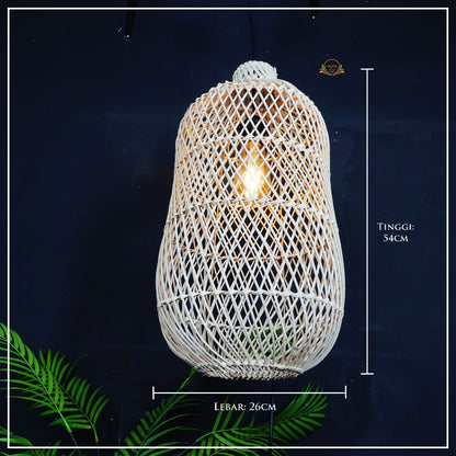 Kap Lampu Rotan Gantung - Hiasan Estetik untuk Cafe, Rumah, Hotel, dan Tempat Umum dengan Desain Unik dan Alamiah