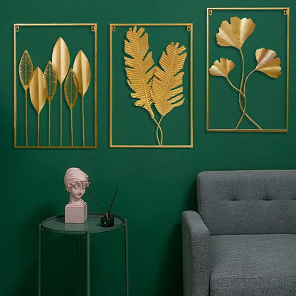 Hiasan Dinding Besi Metal Leaf Wall Art Decor Gold - Dekorasi Mewah untuk Ruang Tamu dan Interior Modern dengan Sentuhan Elegan